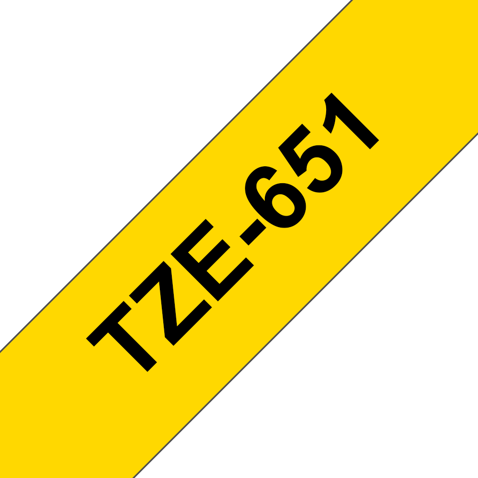 Black on yellow 24mm label tape sample printed TZE-651