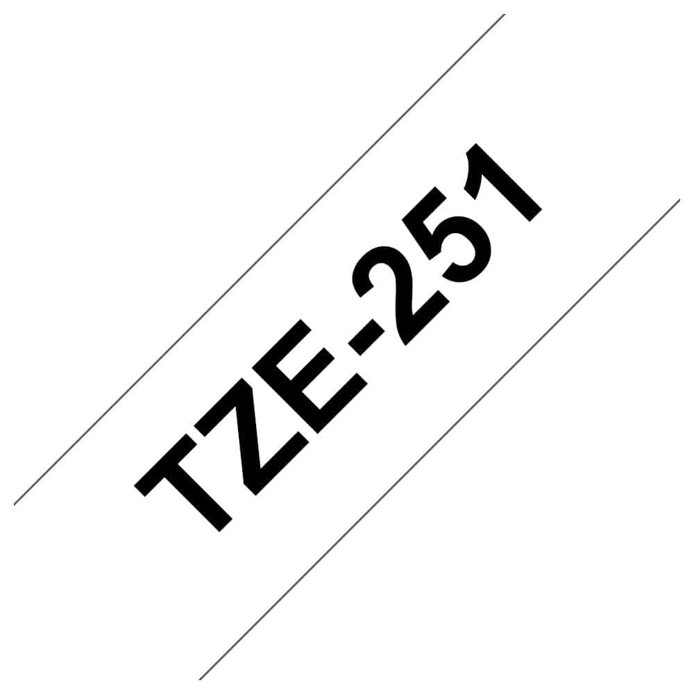 Black on white 24mm label tape sample printed TZE-251