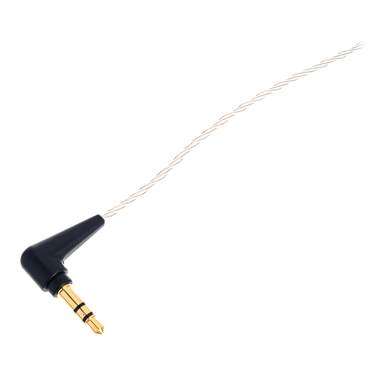 Close-up of the IPX cable's gold-plated right-angle 3.5mm jack in a black housing
